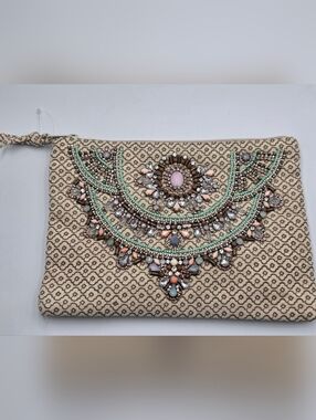 NEW Vintage Star Mela Beaded Clutch Bag Purse Handbag Chic